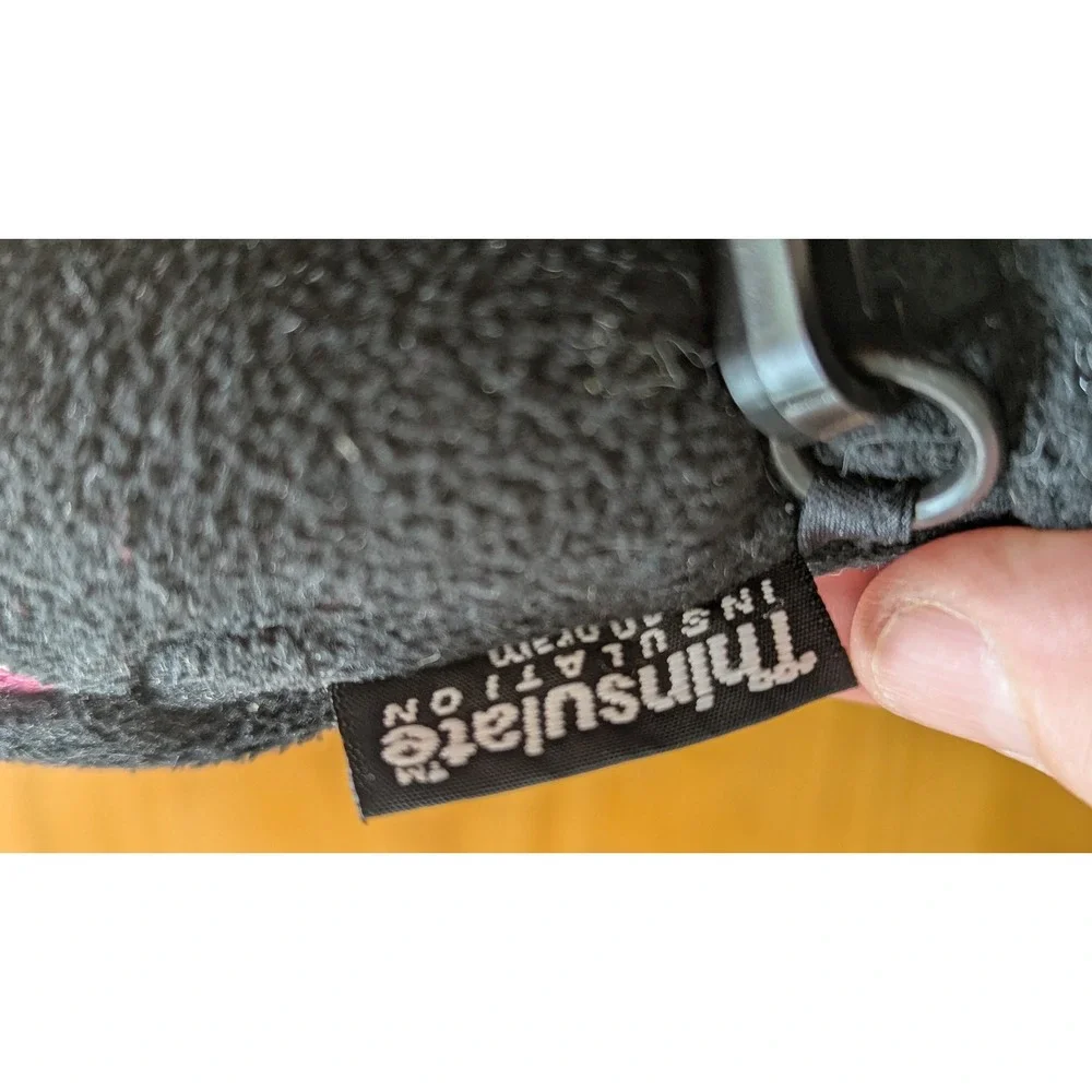 Thinsulate Kids Fleece Mittens Black Pink 40g Insulation FT39A679 One Size